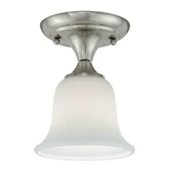 Best Deal Patriot Lighting® Paige Satin Nickel 1-Light Semi-Flush Mount Ceiling Light