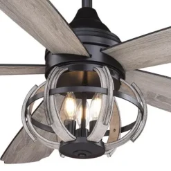 Best Deal Patriot Lighting® Elegant Home Nixie 52″ New Bronze & Distressed Wood Indoor Ceiling Fan