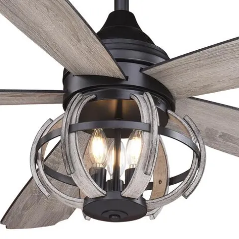 Best Deal Patriot Lighting® Elegant Home Nixie 52″ New Bronze & Distressed Wood Indoor Ceiling Fan