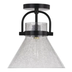 Best Deal Patriot Lighting® Renley Black 1-Light Semi-Flush Mount Ceiling Light