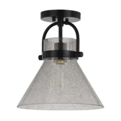 Best Deal Patriot Lighting® Renley Black 1-Light Semi-Flush Mount Ceiling Light