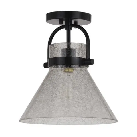 Best Deal Patriot Lighting® Renley Black 1-Light Semi-Flush Mount Ceiling Light