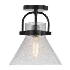 Best Deal Patriot Lighting® Renley Black 1-Light Semi-Flush Mount Ceiling Light