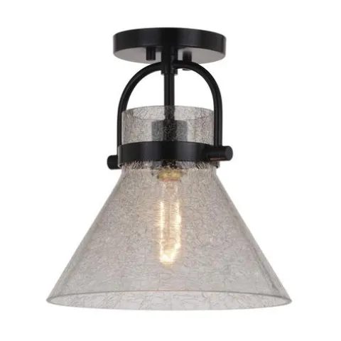 Best Deal Patriot Lighting® Renley Black 1-Light Semi-Flush Mount Ceiling Light