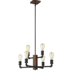 Best Deal Patriot Lighting Elegant Home Patriot Lighting® Elegant Home Steele Replica Wood With Antique Black 6-Light Chandelier