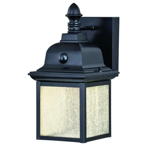 Best Deal Patriot Lighting® Breccan Black 12.25″ Motion Sensor Led Outdoor Security Wall Light