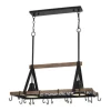 Best Deal Patriot Lighting® Elegant Home Bodhi Black & Replica Wood 2 Light Pot Rack Island Light