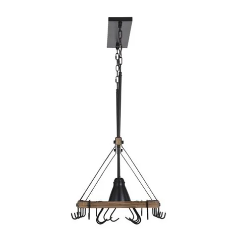 Best Deal Patriot Lighting® Elegant Home Bodhi Black & Replica Wood 2 Light Pot Rack Island Light