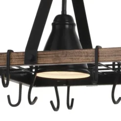 Best Deal Patriot Lighting® Elegant Home Bodhi Black & Replica Wood 2 Light Pot Rack Island Light