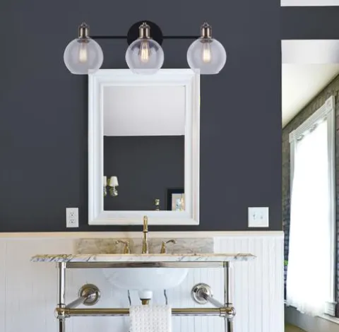 Best Deal Patriot Lighting® Karris Matte Black & Gold 3-Light Vanity Light