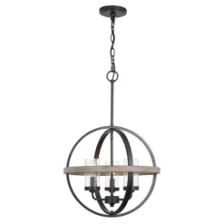 Best Pirce Patriot Lighting® Elegant Home Brooklyn Natural Iron & Distressed Faux Wood 3-Light Pendant