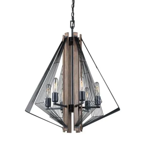 Best Pirce Patriot Lighting® Rochester 6-Light Black Iron & Brunished Oak Chandelier