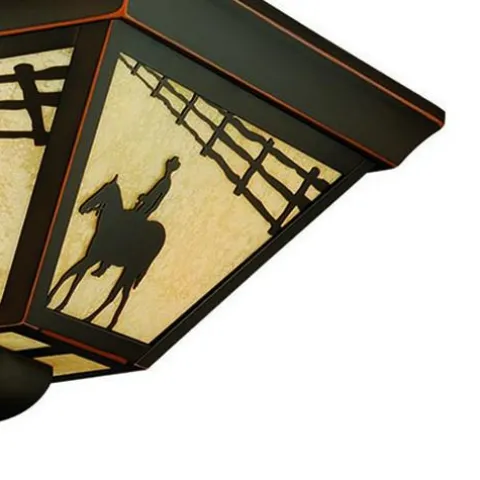 Best Pirce Patriot Lighting® Cowboy Burnished Bronze 3-Light Flush Mount Ceiling Light