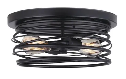 Best Pirce Patriot Lighting® Ryland Matte Black 2-Light Flush Mount Ceiling Light