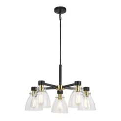 Best Pirce Patriot Lighting® Kenzie Matte Black & Gold 5-Light Chandelier