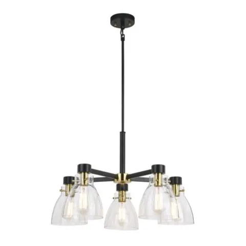 Best Pirce Patriot Lighting® Kenzie Matte Black & Gold 5-Light Chandelier