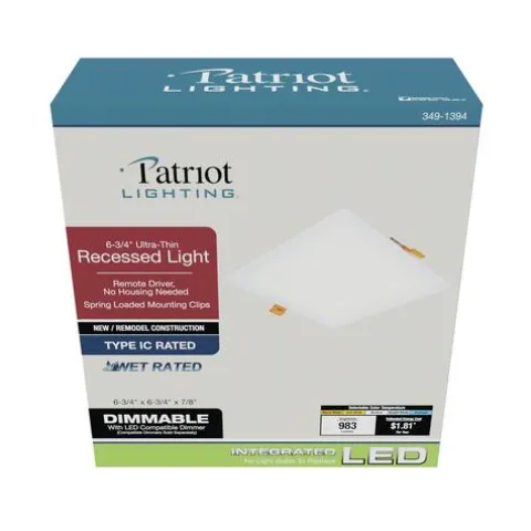 Best Pirce Patriot Lighting® 6-3/4″ Led Ultra-Thin Square Recessed Downlight