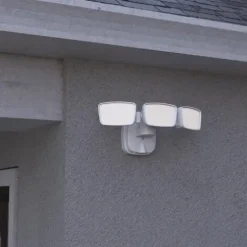 Best Reviews Of Patriot Lighting® Dualux White Led Triple Head Dusk-To-Dawn Outdoor Security Flood Light