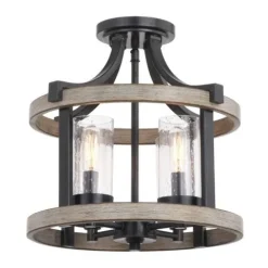 Best Reviews Of Patriot Lighting® Elegant Home Brooklyn Natural Iron & Distressed Faux Wood 4-Light Pendant