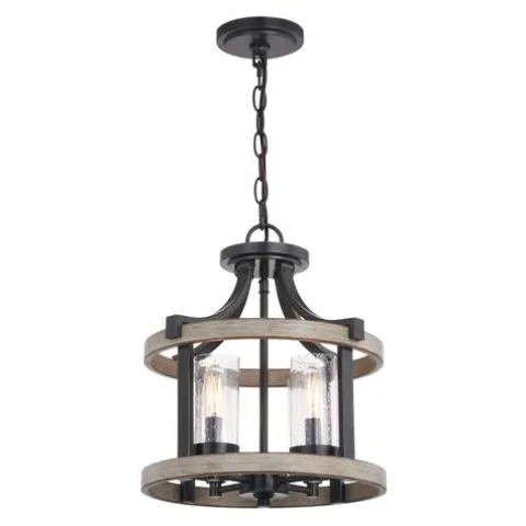 Best Reviews Of Patriot Lighting® Elegant Home Brooklyn Natural Iron & Distressed Faux Wood 4-Light Pendant