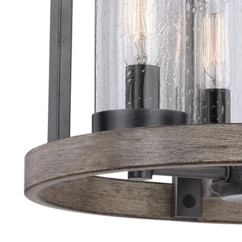 Best Reviews Of Patriot Lighting® Elegant Home Brooklyn Natural Iron & Distressed Faux Wood 4-Light Pendant