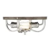 Best Reviews Of Patriot Lighting® Waverly Satin Nickel & Wood 2-Light Flush Mount Ceiling Light