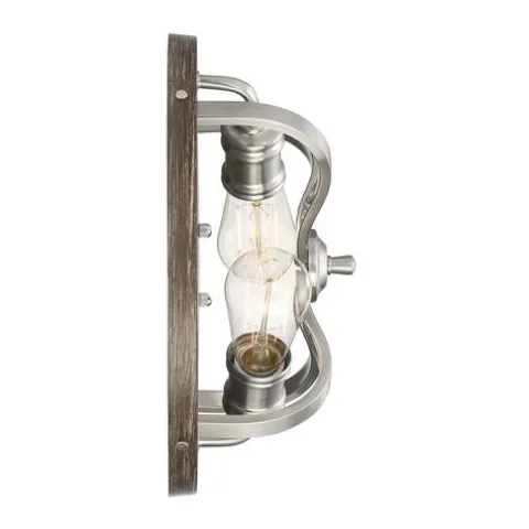 Best Reviews Of Patriot Lighting® Waverly Satin Nickel & Wood 2-Light Flush Mount Ceiling Light