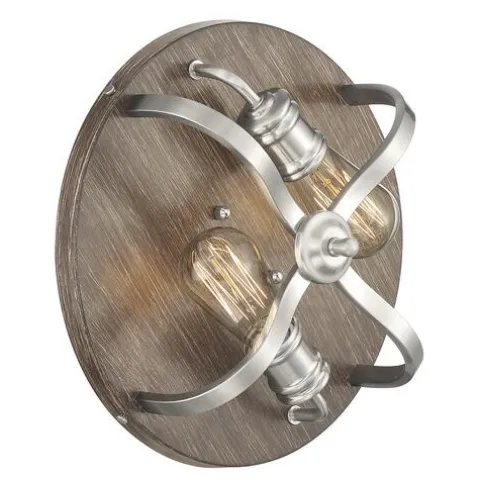 Best Reviews Of Patriot Lighting® Waverly Satin Nickel & Wood 2-Light Flush Mount Ceiling Light