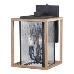 Best Reviews Of Patriot Lighting® Rumi Textured Dark Bronze With Distressed Oak Outdoor Wall Light