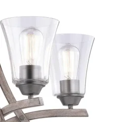Best Reviews Of Patriot Lighting® Elegant Home Collette 5-Light Distressed Faux Wood & Brushed Pewter Chandelier