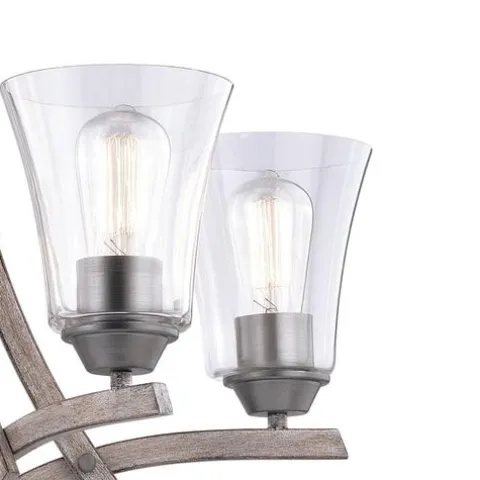 Best Reviews Of Patriot Lighting® Elegant Home Collette 5-Light Distressed Faux Wood & Brushed Pewter Chandelier