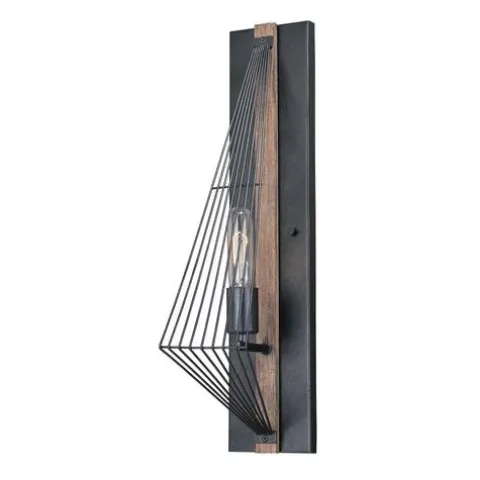 Best Reviews Of Patriot Lighting® Rochester 1-Light Black Iron & Burnished Oak Indoor Wall Light