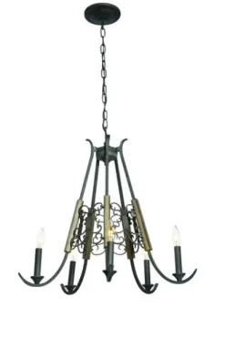 Best Sale Patriot Lighting® Seraphina Weatherd Zinc 5-Light Chandelier