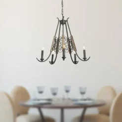Best Sale Patriot Lighting® Seraphina Weatherd Zinc 5-Light Chandelier