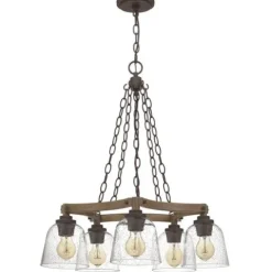 Best Sale Patriot Lighting® Elegant Home Astaria 5-Light Matte Black & Faux Wood Chandelier