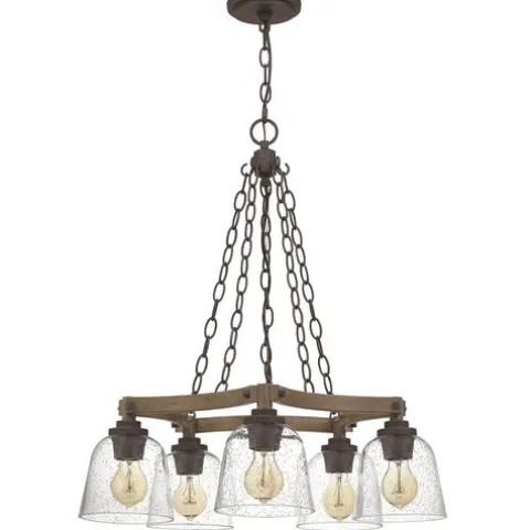 Best Sale Patriot Lighting® Elegant Home Astaria 5-Light Matte Black & Faux Wood Chandelier