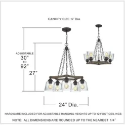 Best Sale Patriot Lighting® Elegant Home Astaria 5-Light Matte Black & Faux Wood Chandelier