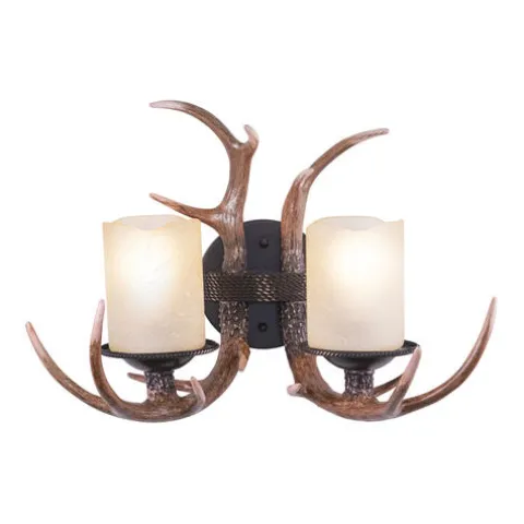 Best Sale Patriot Lighting® Yoho Black Walnut 2 Light Antler Vanity Light