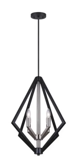Best Sale Patriot Lighting® Dryden Matte Black & Brushed Nickel 4-Light Chandelier