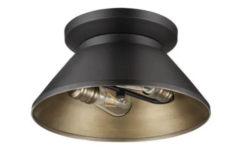 Best Sale Patriot Lighting® Kenneth Black & Gold 2-Light Flush Mount Ceiling Light