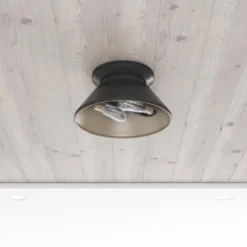 Best Sale Patriot Lighting® Kenneth Black & Gold 2-Light Flush Mount Ceiling Light