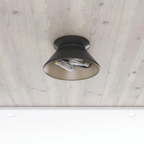 Best Sale Patriot Lighting® Kenneth Black & Gold 2-Light Flush Mount Ceiling Light