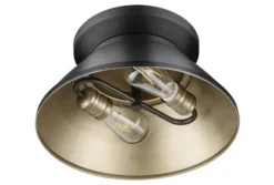 Best Sale Patriot Lighting® Kenneth Black & Gold 2-Light Flush Mount Ceiling Light