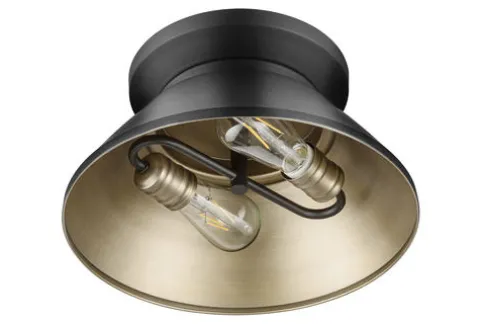 Best Sale Patriot Lighting® Kenneth Black & Gold 2-Light Flush Mount Ceiling Light