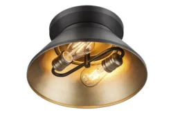 Best Sale Patriot Lighting® Kenneth Black & Gold 2-Light Flush Mount Ceiling Light