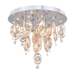 Best Sale Patriot Lighting® Elegant Home Raina Chrome & Copper 4-Light Flush Mount Ceiling Light