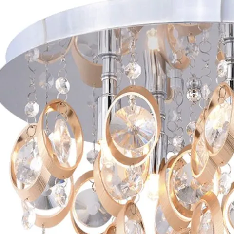 Best Sale Patriot Lighting® Elegant Home Raina Chrome & Copper 4-Light Flush Mount Ceiling Light