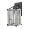 Best Sale Patriot Lighting® Elegant Home Levon Weathered Gray Faux Wood & Black Outdoor Wall Light