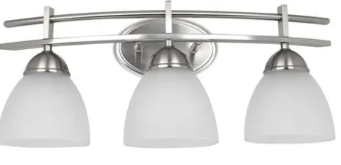 Brand New Patriot Lighting® Meila 3-Light Brushed Nickel Led Vanity Light