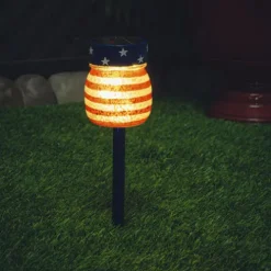 Brand New Patriot Lighting® Solar Integrated Led Patriotic Jar Landscape Light